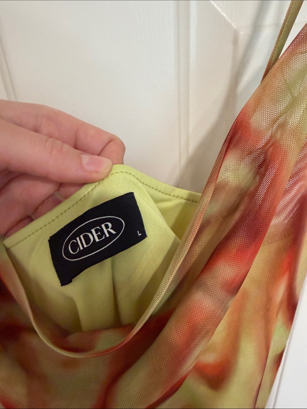 Cider Cowl Neck Dress in Green and Brown Swirl Size Large - Picture 2 of 4